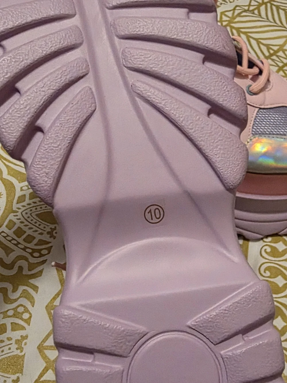 Pink Holographic Heart Platform Sneakers - Women